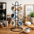 thumbnail image 3 of Porta Tazas de Metal Negro para Café, Soporte de Tazas de Pie con Base Reforzada, 39cm de Altura, 6 Ganchos, 3 of 8