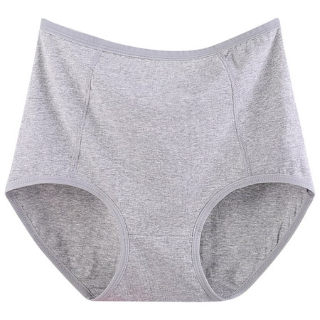 EQWLJWE Womens High Waisted Cotton Underwear  Solid Color Postpartum Panties Soft Breathable Full Coverage Stretch Panty Gray XXXXL
