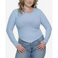 thumbnail image 2 of Just Polly Juniors Trendy Plus Size V-Hem Ribbed Top,Powder Blue,1X, 2 of 2