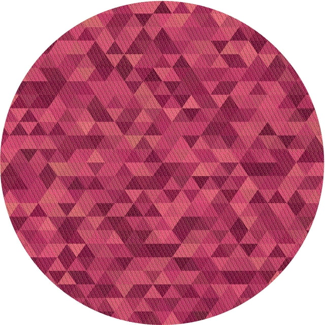 Ahgly Company Tapis Rond Lavable en Machine Intérieur Transitionnel Rouge Framboise, 4 Pieds Rond