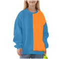 thumbnail image 2 of YUNAFFT Kids Fleece Sweatshirt 2-14Y Color Block Print Crewneck Pullover Warm Casual Outerwear, 2 of 6