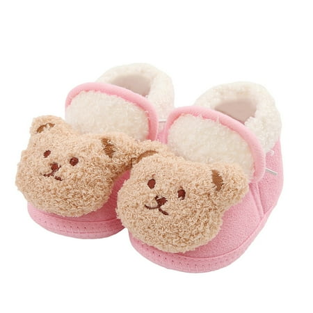

Biezeib Baby Winter Shoes Cartoon Bear Soft Sole Non-Slip First Walking Shoes Flats Toddler Shoes For Girls Boys