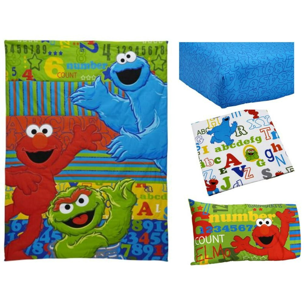 Sesame Street ABC 123 Toddler 4 Piece Bedding Set
