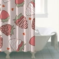 thumbnail image 4 of 72" x 72" Cute Strawberry Shower Curtain Kawaii Red Berries & Flowers Waterproof Bathroom Drapes with Metal Grommets & Hooks, 4 of 5
