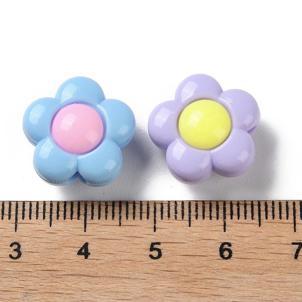 500g Two Tone Opaque Acrylic Beads Flower 16x16x9mm Hole: 2.8mm