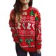 thumbnail image 3 of Suéter navideño feo y divertido para mujer, suéter de punto con copos de nieve, medias y árboles para las fiestas, 3 of 5
