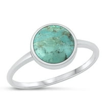 CHOOSE YOUR COLOR Sterling Silver Cocktail Simulated Turquoise Ring .925 Band Blue CZ Female Size 7