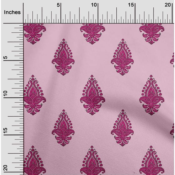 oneOone Cotton Silk Fabric Leaves|Floral & Paisley Block Printed Craft Fabric BTY 42 Inch Wide