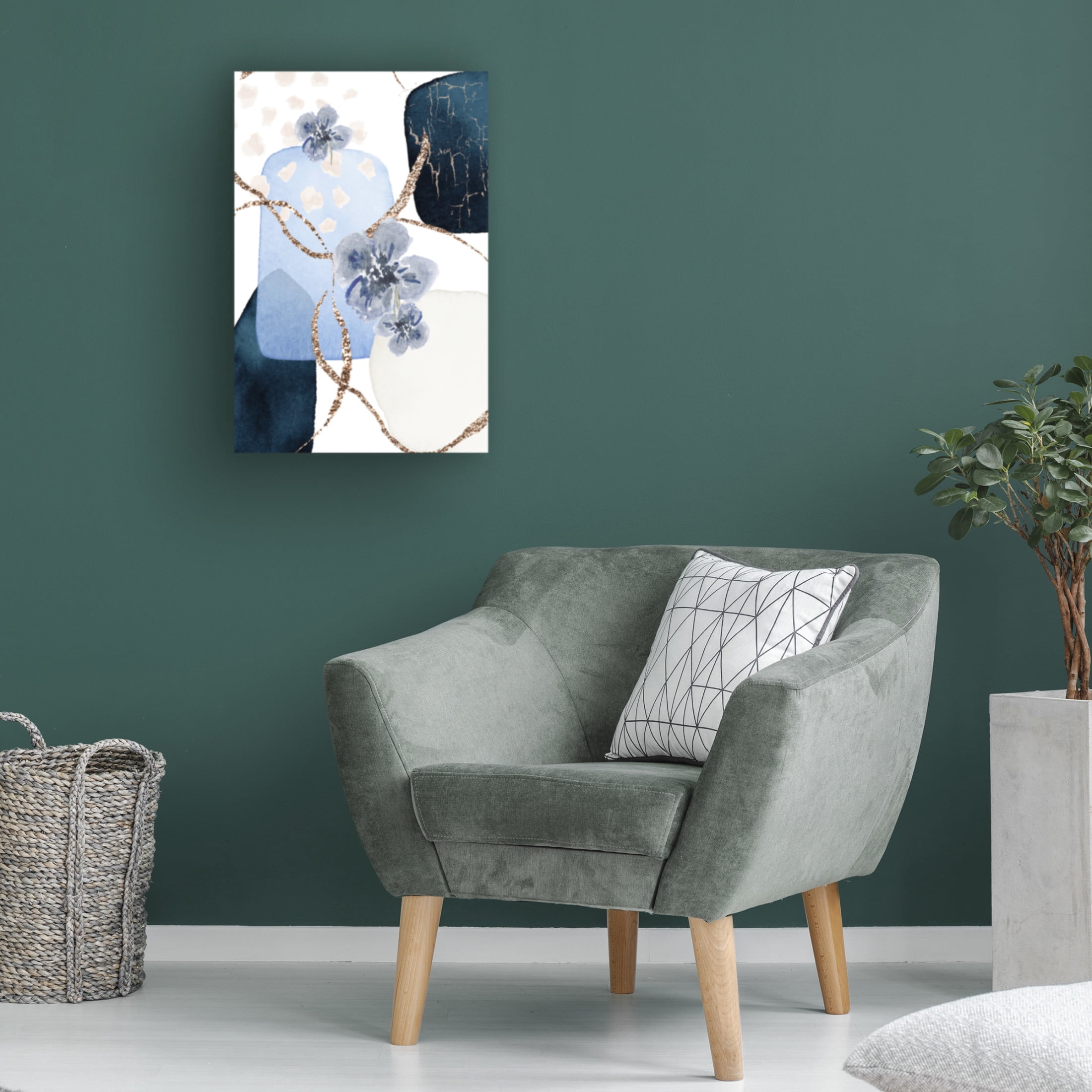 Trademark Fine Art Sally Ann Moss Floral Blue 1 Canvas Wall Art