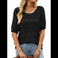 thumbnail image 1 of Suéteres de Corta para Mujer, Suéter de Cuello Redondo de Verano, Tops de Crochet. Negro XL, 1 of 9