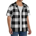 thumbnail image 2 of Kdxio Men'S Hawaiian Shirt For Men Short Sleeve Shirt White And Black Plaid Pattern Summer Casual Holiday Beach Button Down T-Shirts, 2 of 5