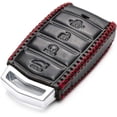 thumbnail image 3 of Vitodeco Leather Key Fob Case Compatible for 2017-2020 Genesis G70, G80, G90, Remote Start, 4-Button, Black/Red, 3 of 6