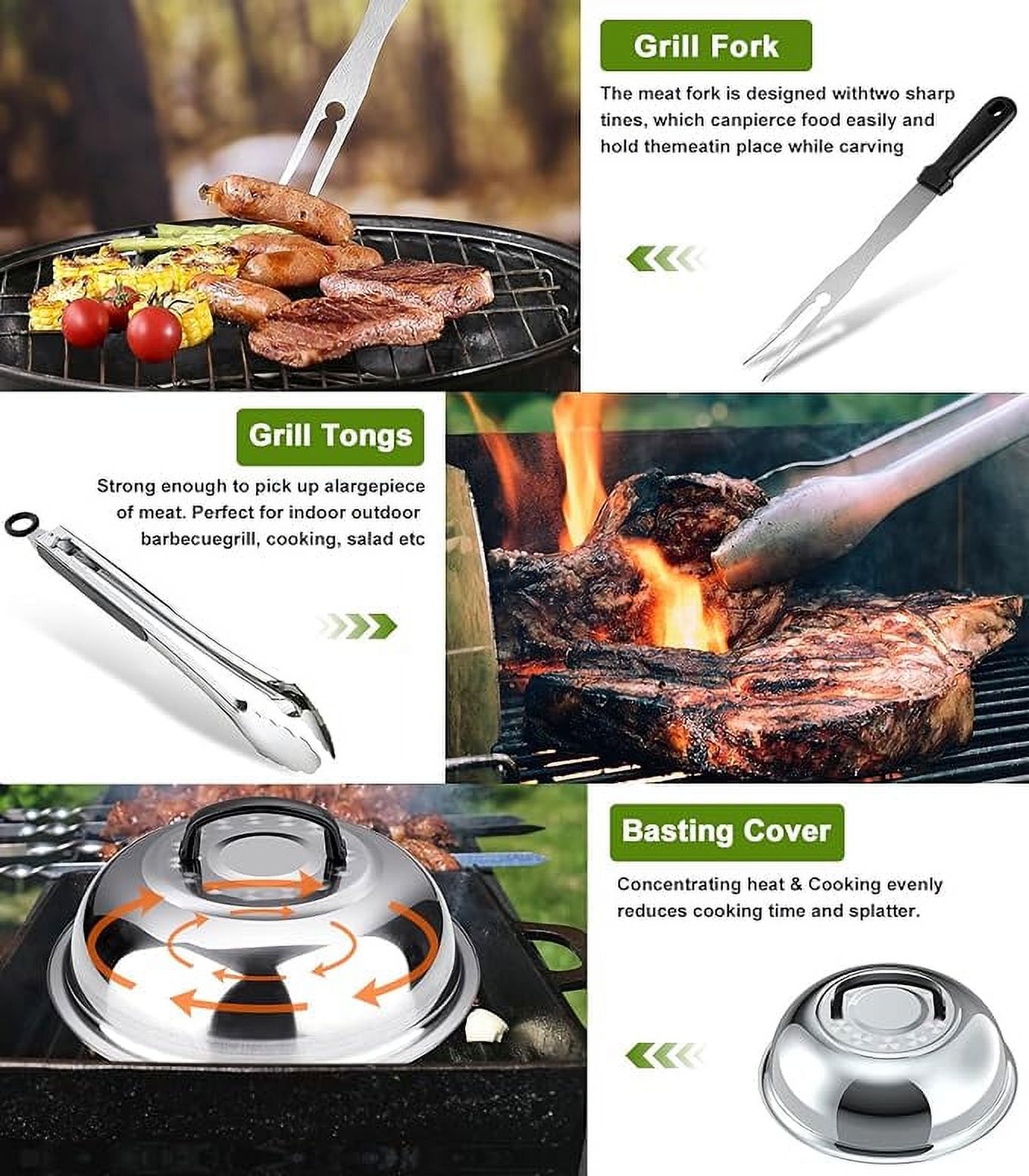 18PCS Griddle Accessories Kit, Flat Top Grill Accessories Set for Blackstone and Camp Chef, Griddle Tools with Extra Large Griddle Spatula and Griddle Grease Gate for Outdoor BBQ