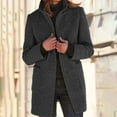 thumbnail image 2 of Women's Long Flannel Plaid Jacket Shacket Cozy Lapel Button Down Shirt Jacket Fuzzy Trench Coat Black, L, 2 of 4