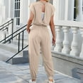thumbnail image 4 of Kmdttou Set Sweatsuits Tracksuits for Women's Sleeveless Loose Overalls Rompers Linen Wide Leg Jumpsuits on Clearance!, 4 of 5