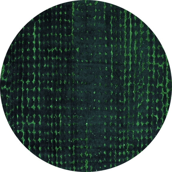 Ahgly Company Indoor Round Abstract Green Modern Area Rugs, 4' Round
