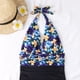thumbnail image 3 of Traje de baño de una pieza para mujer, traje de baño fruncido con cuello en V y Espalda descubierta, estampado Floral, para nadar en verano, flor azul XXL, 3 of 6