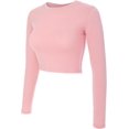 thumbnail image 2 of ORUYROP Women's Solid Long Sleeve Round Neck Crop T Shirt Top, 2 of 4