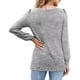 thumbnail image 5 of Mujeres cuadrado Masajeadores de cuello camiseta moda casual color puro plisado manga larga Tops para las compras del trabajo, 5 of 7