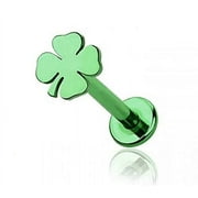 Body Accentz Labret 316L Surgical Steel 4 Leaf Clover with Top Shamrock