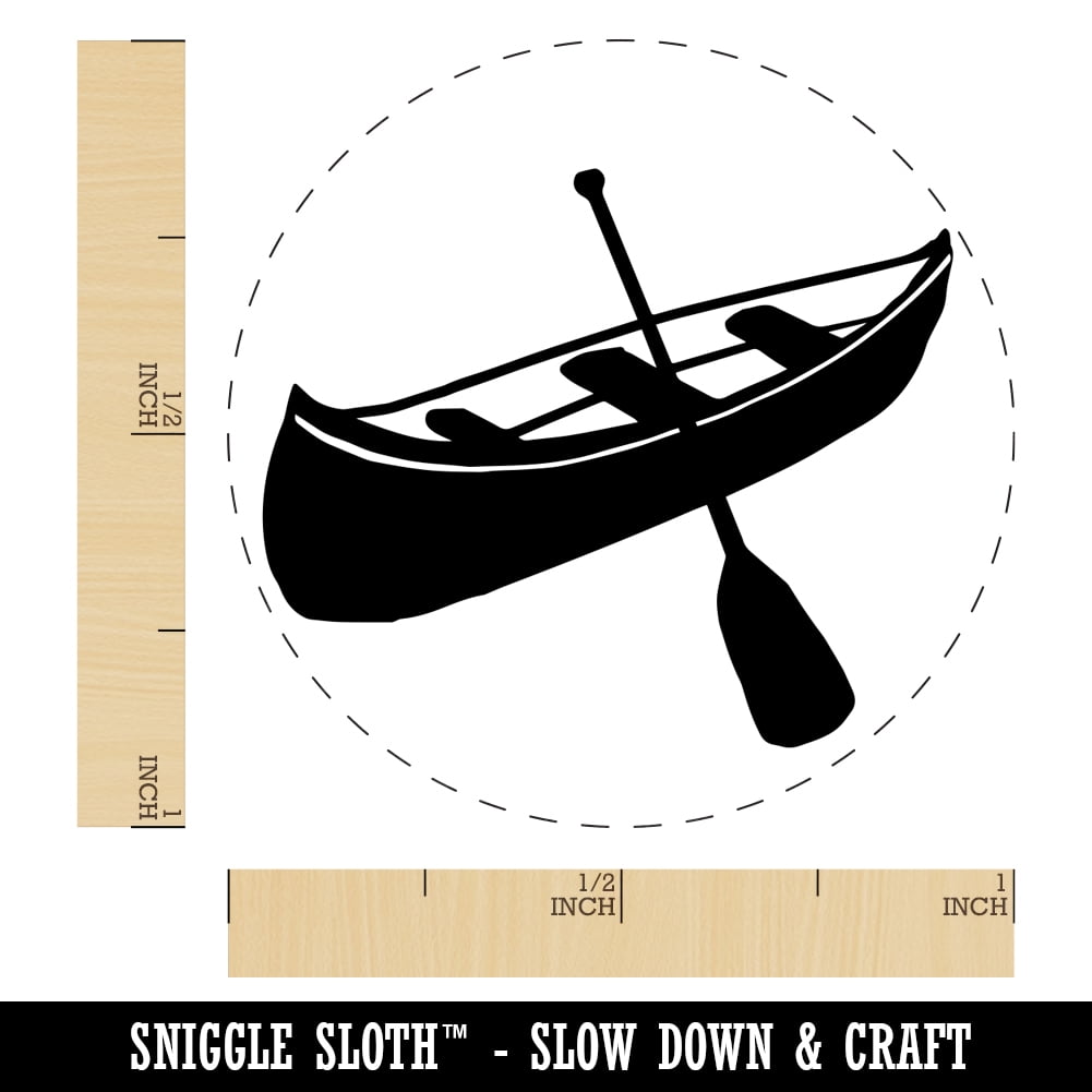 Canoe Water Boat with Paddle Self-Inking Rubber Stamp Ink Stamper - Blue Ink - Medium 1 Inch