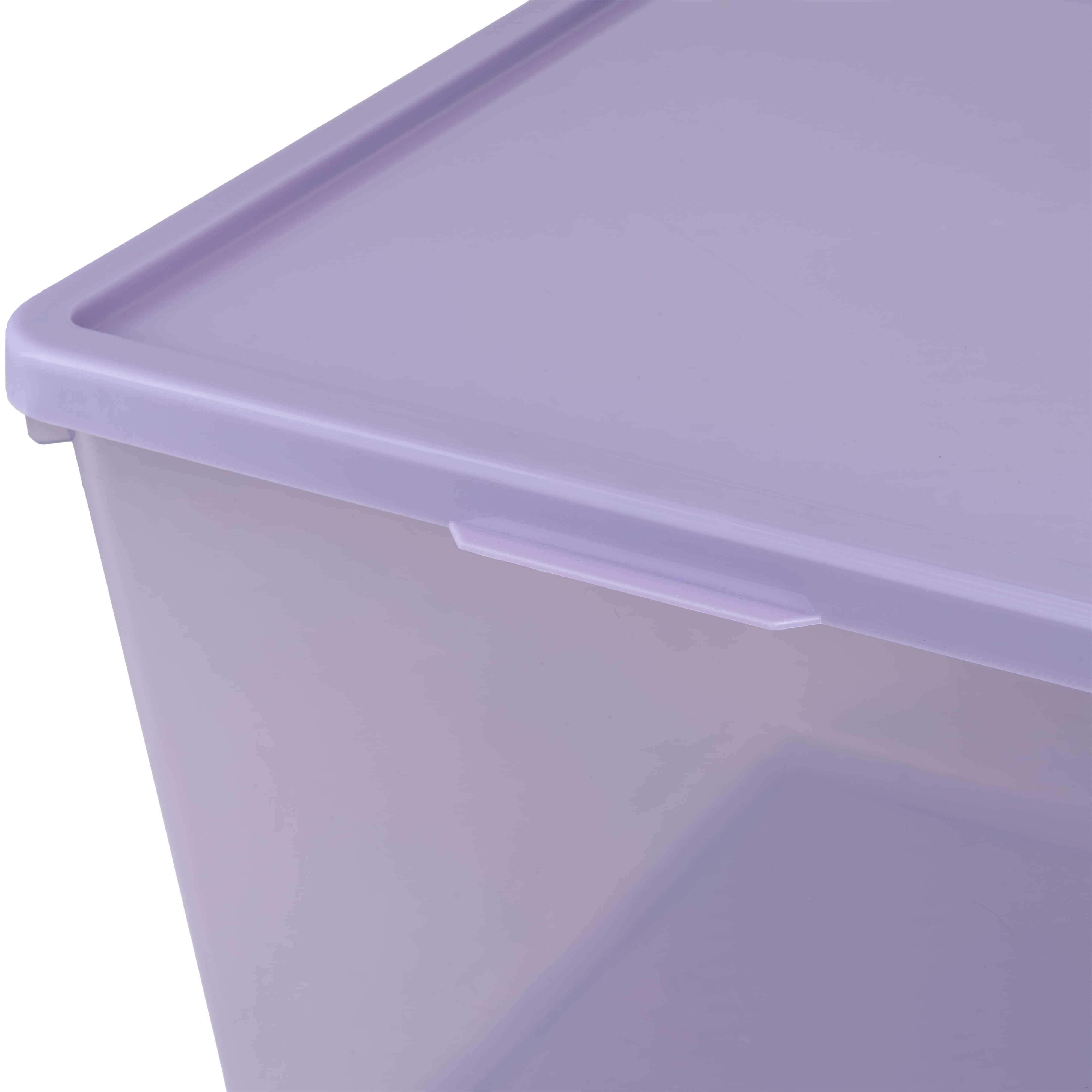 Mainstays Large Plastic Modular Stacking Storage Bin with Lid, Iris Tint
