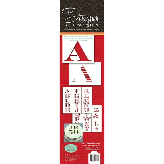 Chevalier Stripe Monogram Cake Stencil Set by Designer Stencils