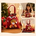 thumbnail image 5 of Festive Gift Bags Reusable Drawstring Gift Sacks with Handle Bear Holiday Xmas Party Favor Wrapping Bags for Candy Cookies Small Toys Stocking Stuffers, Set of 1, Cloth, 5 of 7