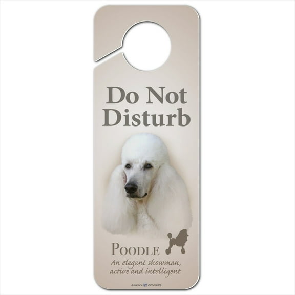 Poodle Dog Breed Plastic Door Knob Hanger Sign