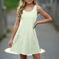 thumbnail image 2 of Tranfacy Robe d'Été pour Filles, Robe Sans Manches pour Tout-Petites Filles, Robe Mignonne Unie Extensible à Bretelles pour Tout-Petits avec Poches, Robe Trapèze, 2 of 4