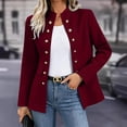 thumbnail image 2 of Sevevn Womens Jacket Stand up Collar Double Breasted Buckle Blazers with Pockets Business Casual Outfit Wine 3XL, 2 of 8