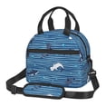 thumbnail image 1 of Easygdp Sharks on White Blue Striped Caja de Almuerzo para Mujeres y Hombres, Bolsa de Almuerzo Insulada, Bolsas Reutilizables Impermeables para Viajes, Trabajo y Picnics, 1 of 7