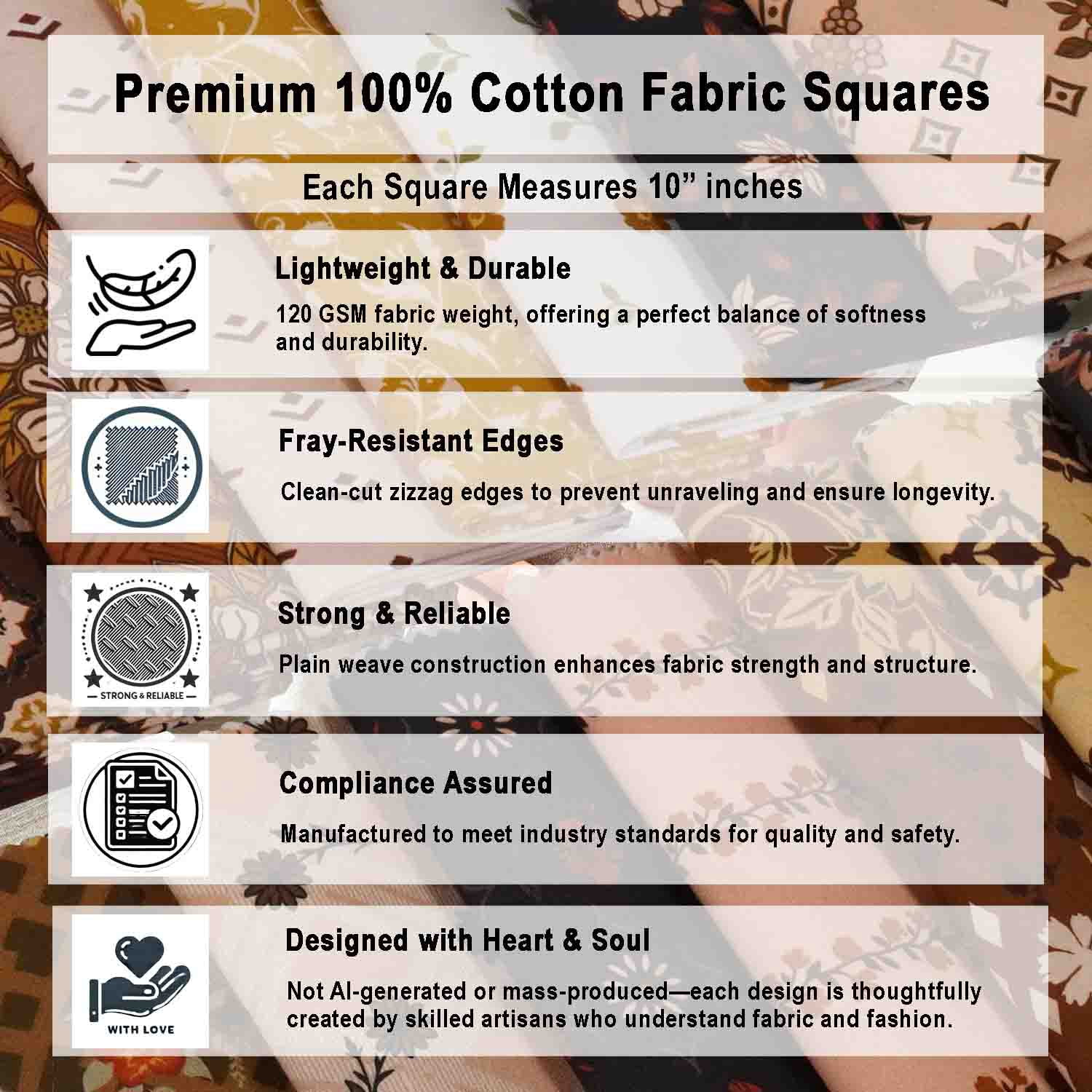 40 Pcs 10 x 10 inches Quilting Fabric Bundles Precut, DIY Cotton Fabric Squares, Printed Layer Cakes Patchwork Materials for Holiday Crafts Cloths Dcor, Charm Squares for Quilts - Earthy Elegance
