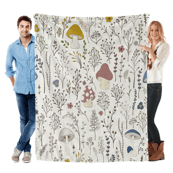 Mushroom Throw Blanket for Adult Girls - Mushroom Gifts for Women Cute Mushroom Flannel Blanket for Bed Couch