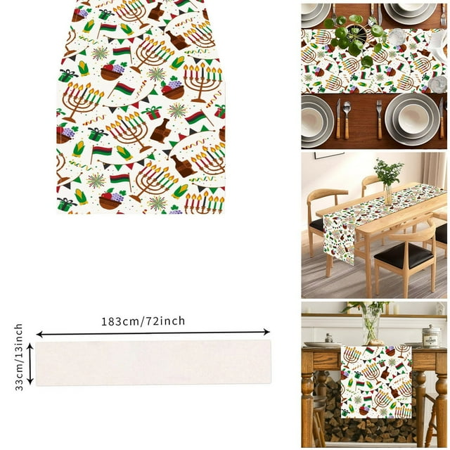 Kwanzaa Table Runner Festival Dining African Holiday Tablecloth For Kitchen Living Room Seasonal Home Celebration Cloth Table Clothes for Rectangle Tables round Christmas Tablecloth Tablecloth Straps