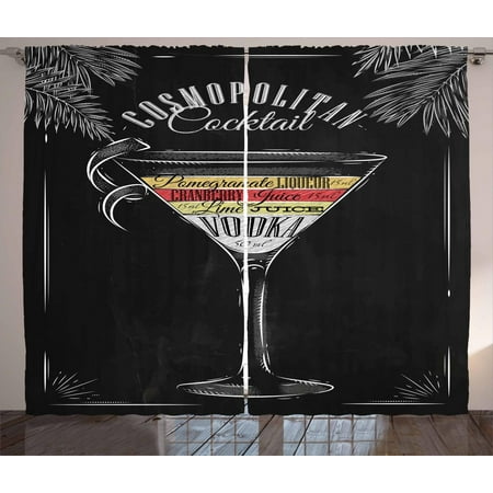 Alcohol Curtains 2 Panels Set Vintage Style Cosmopolitan Cocktail