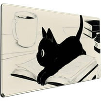 Cute Anime Cat Kawaii Desk Mat Beige Mouse Pads XXL, Anime Aesthetic Desk Pad Large, Cartoon Manga Gaming Deskmat Extend Keyboard Mat Pad, Desktop Decor Accessories for Women Girl 31.5x15.7 in