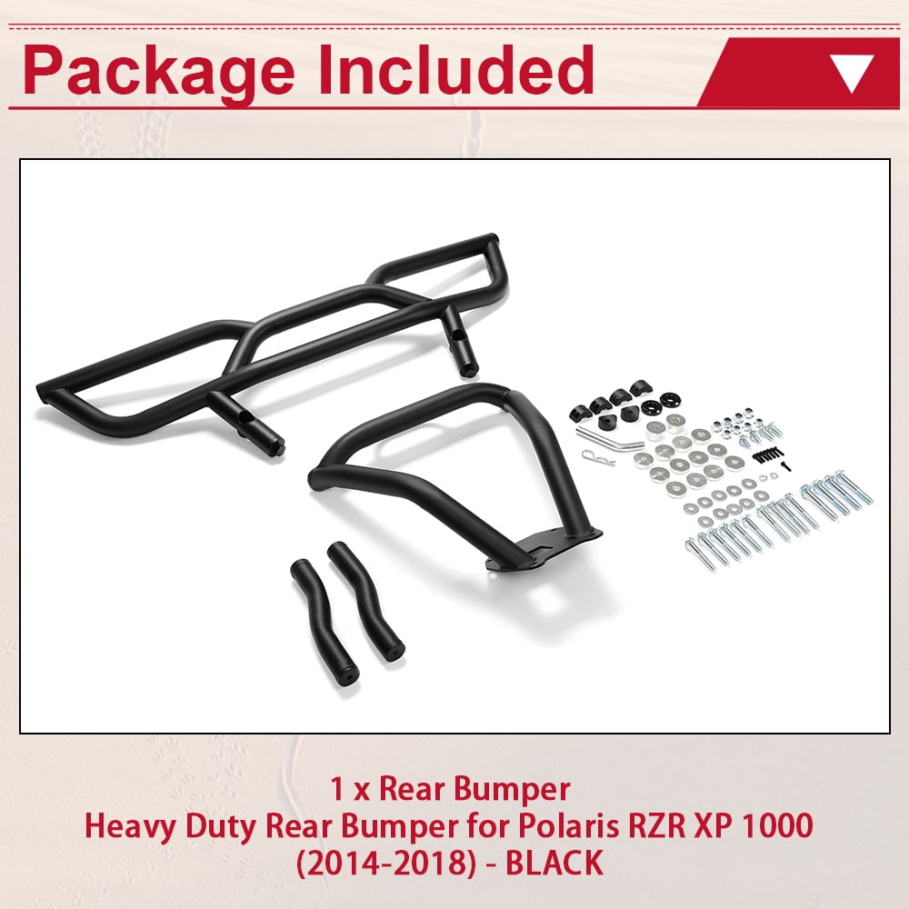 Kojem Rear Protector Bumper Heavy-Duty Steel for 14 15 16 17 18 UTV Polaris RZR XP 1000  RZR XP 4 1000 Powder Coated