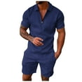thumbnail image 2 of Kagetolytai Suits Men's Short Sets Outfits 2 Piece Summer Tracksuit Short Sleeve Shirt and Shorts Set Casual Sport Suit Suits For Men Blue S, 2 of 6