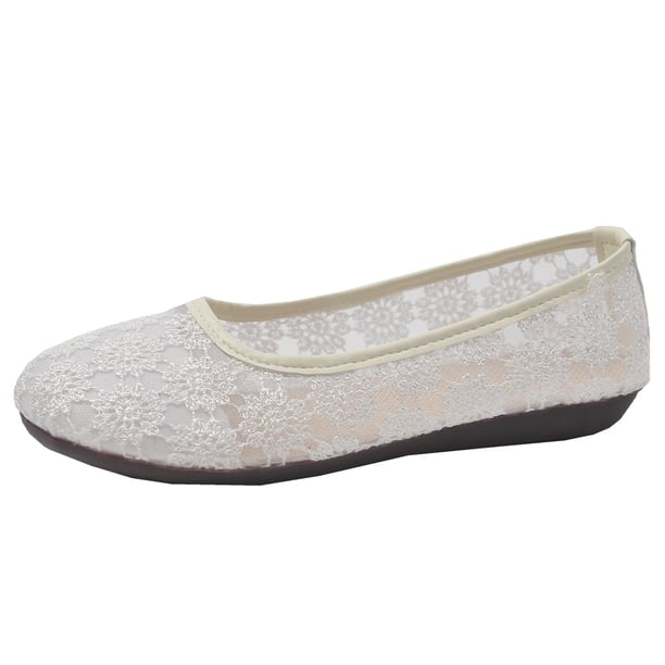 Zapatos Planos Ballet Kuymtek Mujer Oficina Malla Floral Transpirables Punta Redonda encaje