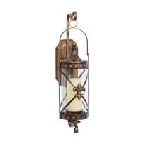 DecMode Bronze Metal Fleur De Lis Suspended Studded Wall Sconce with Scroll Details