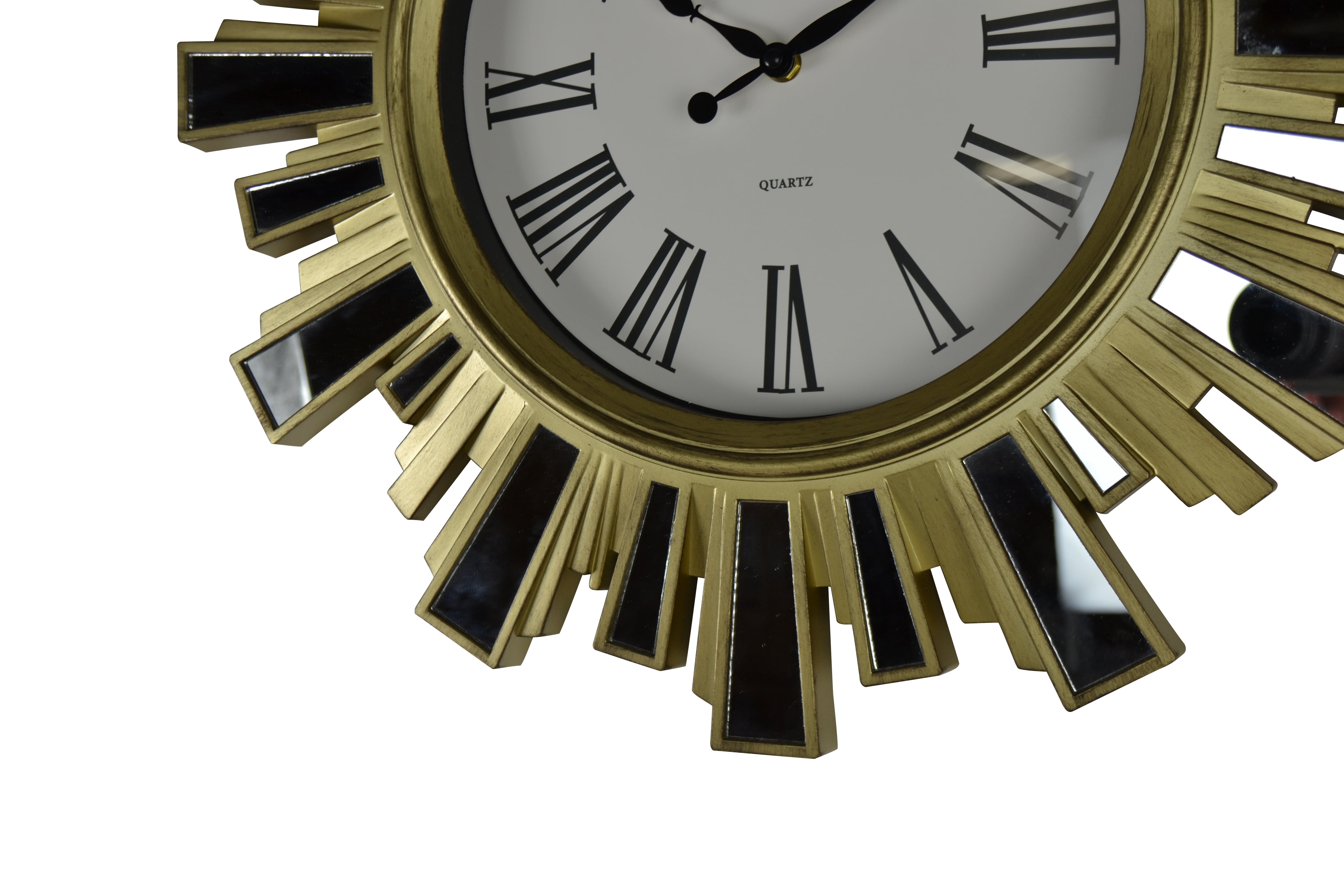 19" Inch Gold and Mirror Starburst Wall Clock