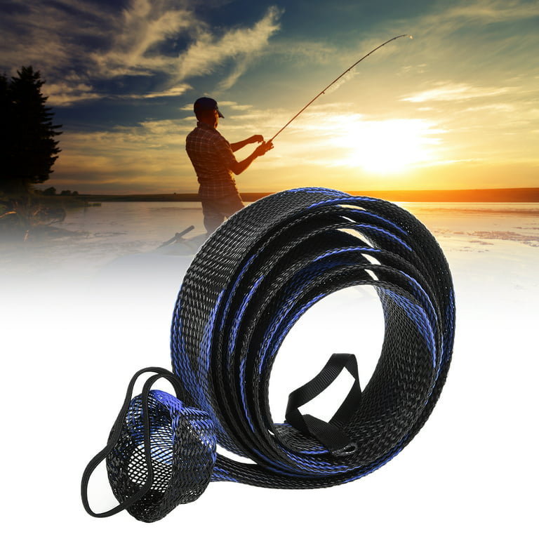 Fishing Rod Sleeve Rod Sock 74.8inches Braided Mesh Rod Protector Pole Gloves Fishing Tools Strap On The Top and End for Fly Spinning Casting Sea