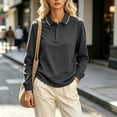 thumbnail image 7 of Women's Polo Shirts Long Sleeve Golf Shirt Lightweight Tennis Shirts office Loose Tunic Blouses Work Shirts Spring Fall Shirt Dark Gray, 7 of 7