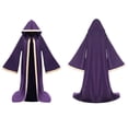 thumbnail image 2 of JOANKDMI Women Dark Sorcerer Grim Reaper Costume Full Length Hooded Cloak with Wide Trim and Flared Sleeves for Gatherings Disguise Gear, 2 of 5