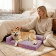 thumbnail image 4 of Exclusivo Mezcla Orthopedic Dog Bed with Washable Cover 30"x20", Jacquard Fluff Pet Sofa Bed with 2-Sided Bolsters for Small Dogs, Purple, 4 of 9