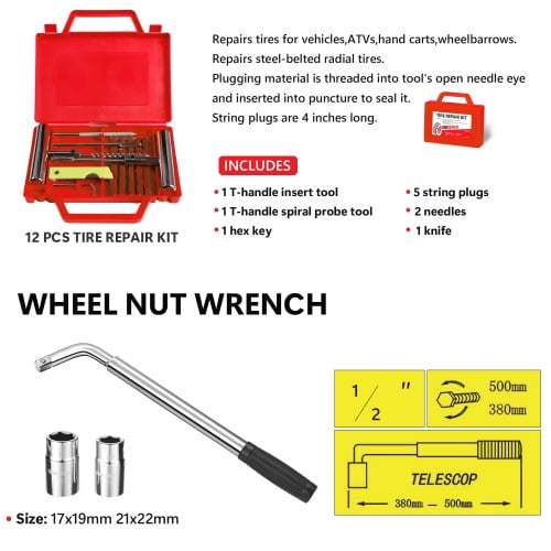 POVANLI Car Jack Set, 2 Ton Low Profile Floor Jack, Two 3T Jack Stand, Tire Repair Kit, L-Wrench, 4000LBS Trolley Jack for Car, Truck, SUV, Quick Lift 3.3''-15.2'' Red