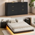 thumbnail image 2 of ASTUVIA 4-Piece Bedroom Set for Adult, Fluted King Floating LED Bed Frame with 2 Nightstands and Fluted 6 Drawer Dressers,Black, 2 of 10