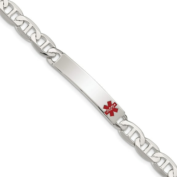 Sterling Silver Polished Medical Anchor Link Id Bracelet (7.5 X 7) Made In India xsm168-7.5