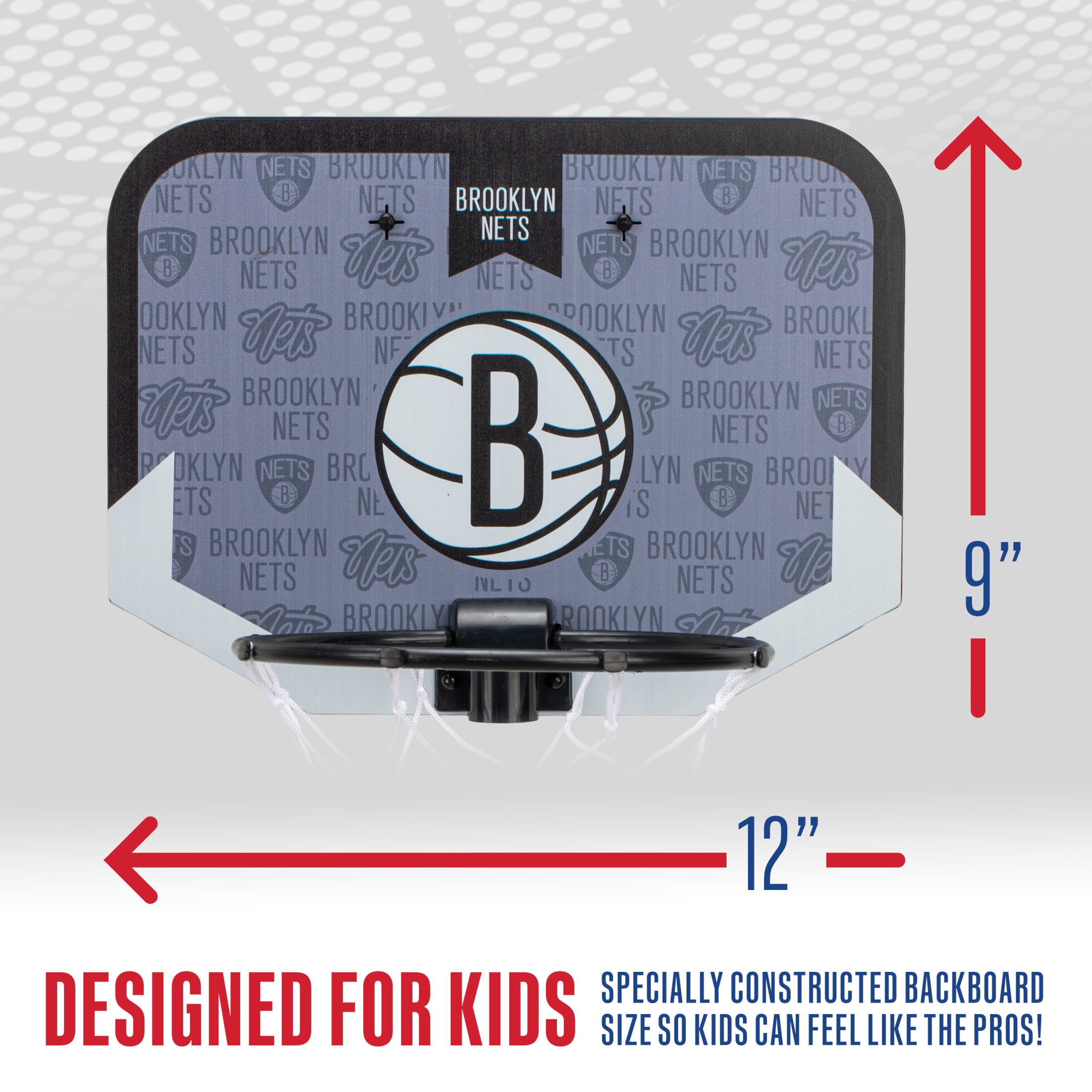 Franklin Sports NBA Brooklyn Nets Mini Over the Door Basketball Hoop - Kids Indoor Mini Basketball Hoop with Basketball - NBA Fan Shop Mini Hoop for Bedroom + Office - Over the Door Mini Hoop Set